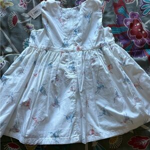 NWT Charming White toddler Dress with Bird Print 12-18 month